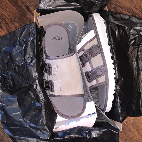 UGG Other - Ugg men’s suede fall wool lined gray slides size 8